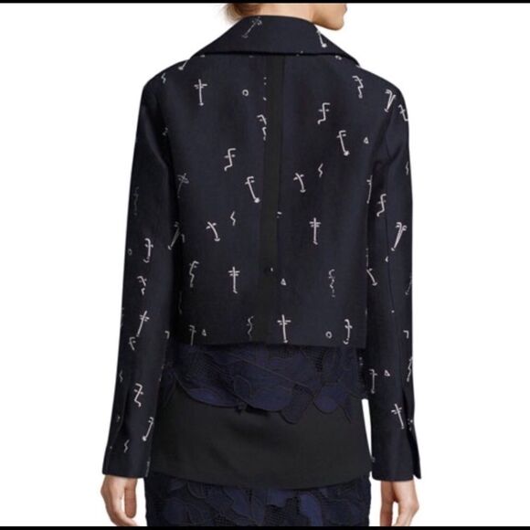 GREY Jason Wu Embroidered Face Crop Moto Jacket - Picture 5 of 12